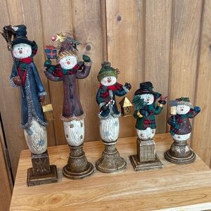 Set of 5 Vintage Snowmen